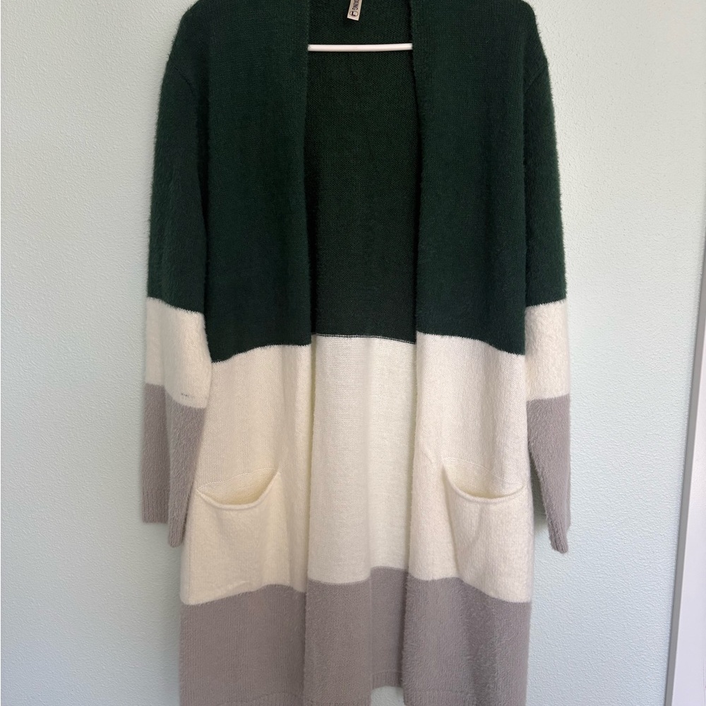 Colorblock Open Front Cardigan